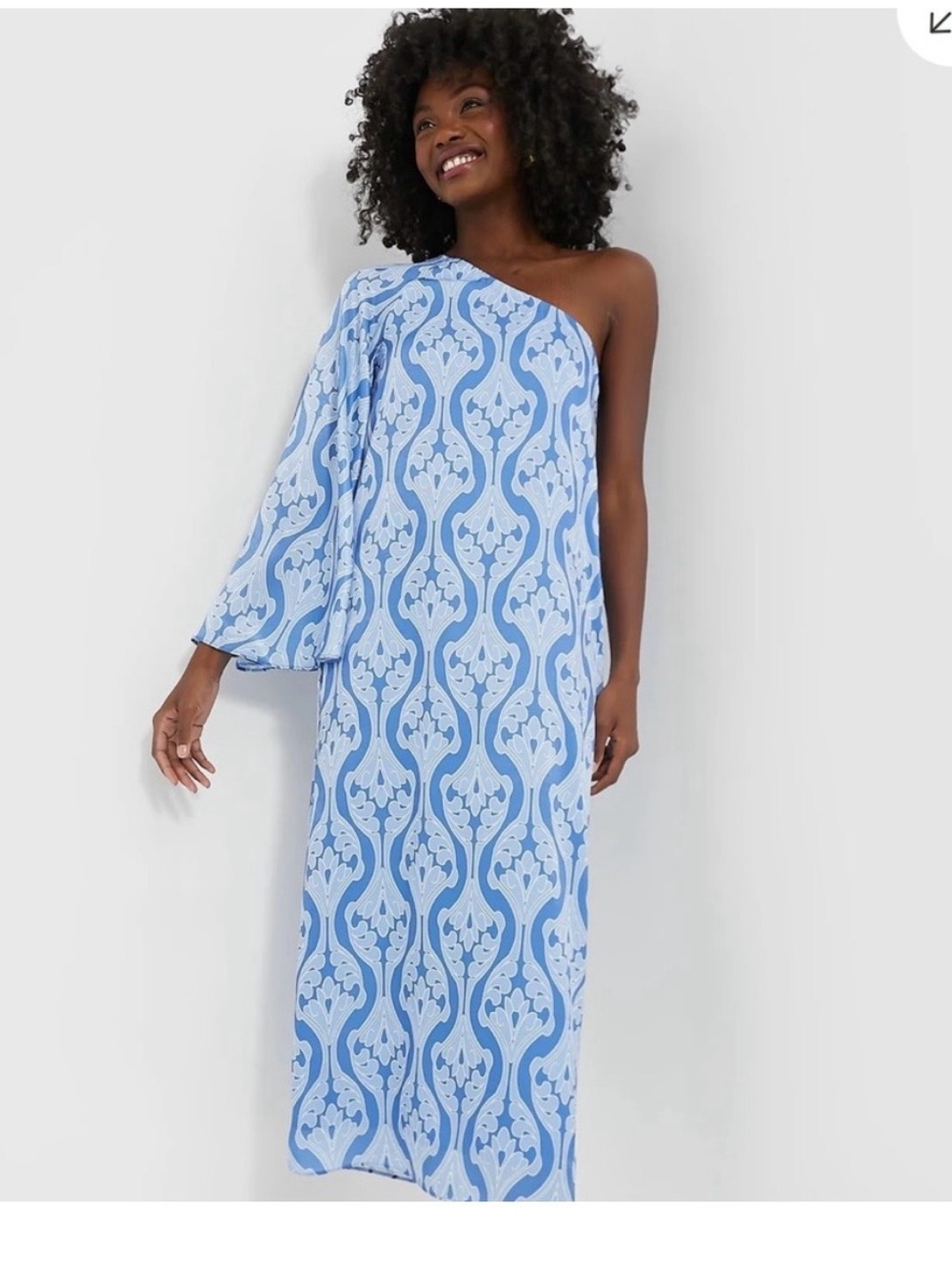 Tuckernuck: Hyacinth House One-Shoulder Blue Patterned Maxi Dress